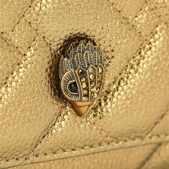 Kurt Geiger The Extra Mini Kensington Quilted Gold Metallic Leather Purse - Picture 3 of 12
